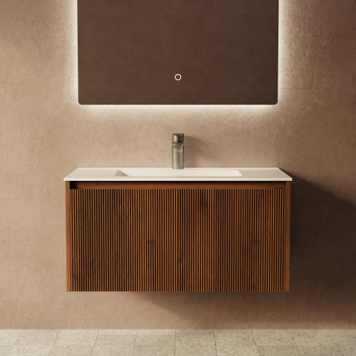 Тумба с раковиной+зеркало Art Decco Camilla (Камилла) ACM08W22S2M0 80x45x40 подвесная цвет черный орех - фото 4