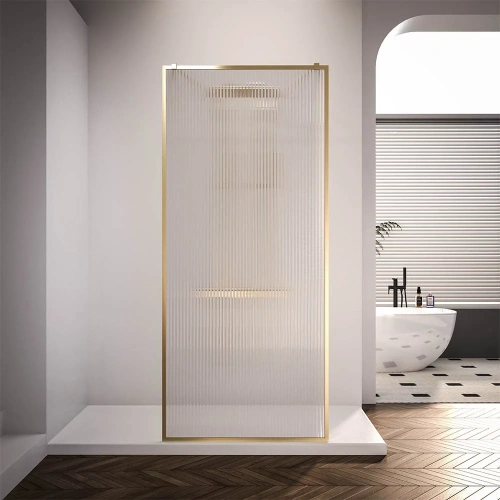 Душевая перегородка Veconi Korato KR90GF-110-08-C4 110х200 стекло рифленое профиль золото брашированное