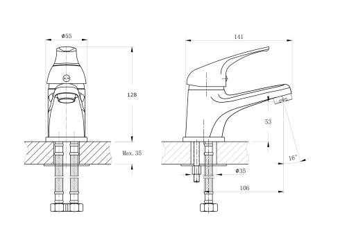 Смеситель Rush Corsica CO4240-11 на раковину хром - фото 2