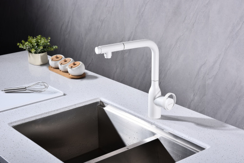 Смеситель для кухни Paulmark URBAN Ur213104-WH на раковину белый матовый - фото 3