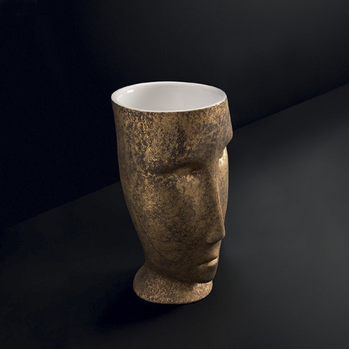 Раковина из сантехнического фарфора Kerasan Artwork 474060 45х51 напольная цвет белый/античное золото без отверстий под смеситель