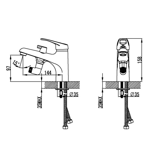 Смеситель для ванны LeMark Omega LM3115C на борт ванны хром - фото 2