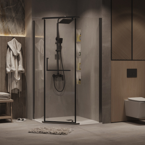 Душевой уголок Grossman Pragma 302.K33.03.1010.42.00 100х100 стекло прозрачное профиль графит матовый без поддона - фото 3