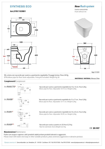 Чаша унитаза приставная Olympia Sinthesis Eco SYN1103R23 цвет черный матовый без сиденья безободковая - фото 2