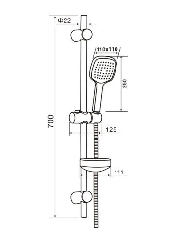 Душевой гарнитур Orange O-Shower OS704b настенный  черный - фото 5