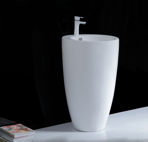 Раковина из санфаянса CeramaLux B133 51х51 напольная цвет белый 1 отверстие под смеситель - фото 3