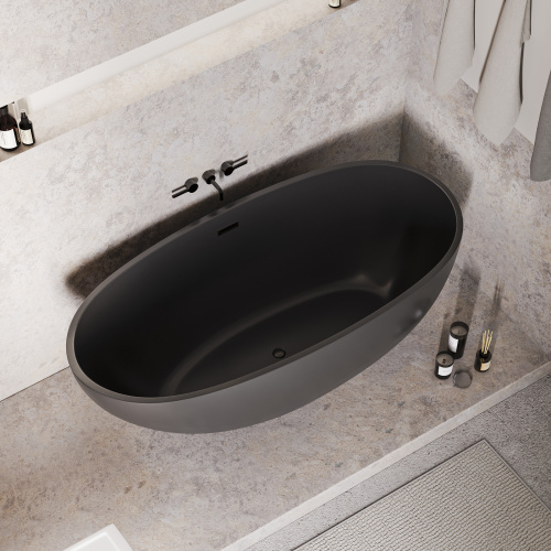 Ванна акриловая Grossman Fly GR-1104MBB 170х75 отдельностоящая овальная с ножками - фото 4