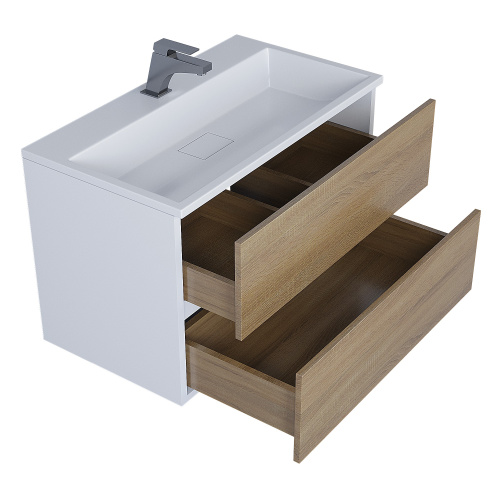 Раковина из литьевого мрамора Uperwood Barsa 293020530 80х45 полувстраиваемая цвет белый - фото 5