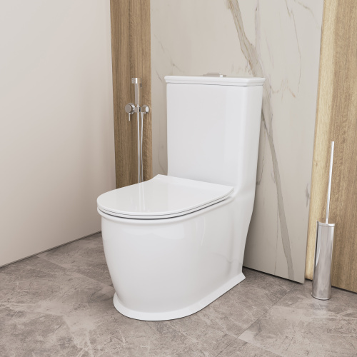 Унитаз напольный с бачком Grossman Retro GR-4492S белый с сиденьем безободковый каскадный смыв - фото 5