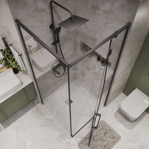 Душевой уголок Niagara Nova NG-6832-34BLACK 100х100 стекло прозрачное профиль черный матовый без поддона - фото 5