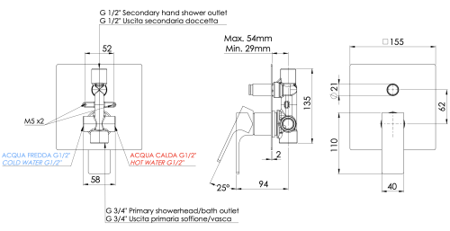 Смеситель для душа Mariani Rebel B00173RE встраиваемый в стену хром - фото 4