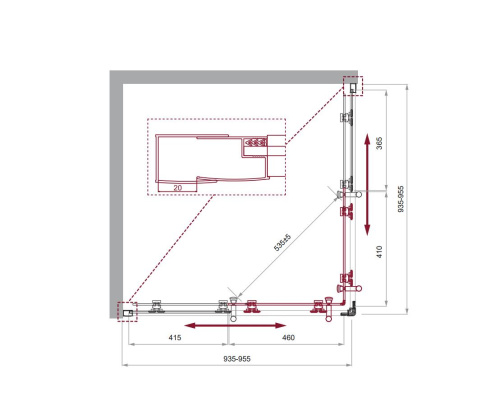 Душевой уголок BelBagno UNO-195 UNO-195-A-2-95-P-Cr 95х95 стекло рифленое профиль хром глянцевый без поддона - фото 2