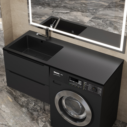 Раковина кварцевая Uperwood Cosmos Quartz RCosmos120LU 120х48 над стиральной машиной цвет черный - фото 2