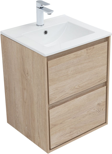 Тумба под раковину Aquanet Милан 00336381 50х45х64 подвесная цвет светлое дерево - фото 5