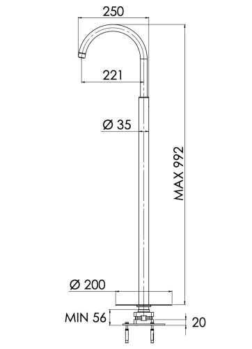 Излив Daniel Swing S204708CR напольный хром - фото 2