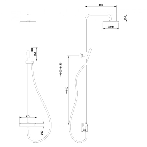 Душевая стойка ABBER AF8160GL настенная цвет золото матовое - фото 3