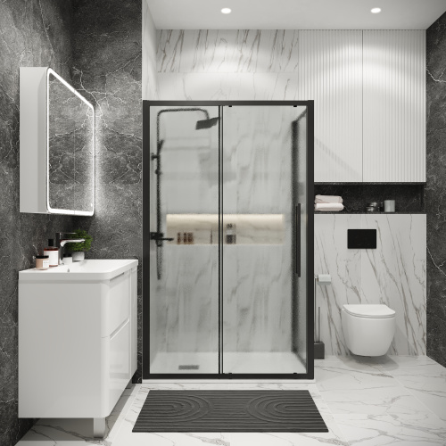 Душевая перегородка Grossman Cosmo 200.K33.02.70.21.02 70х195 стекло текстурное профиль черный матовый - фото 4