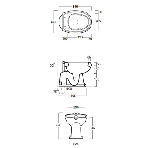 Чаша унитаза приставная Simas Arcade AR801bi цвет белый без бачка и сиденья душевой смыв - фото 2