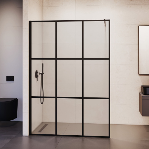 Душевая перегородка RGW Walk In 411011110-84 100х195 стекло с рисунком профиль черный - фото 3