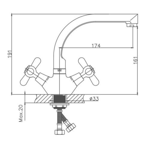 Смеситель для кухни Cron CN4625 на мойку хром - фото 3