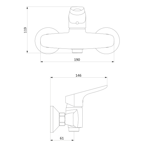 Смеситель для ванны и душа Damixa Jupiter 772000001 настенный хром - фото 5
