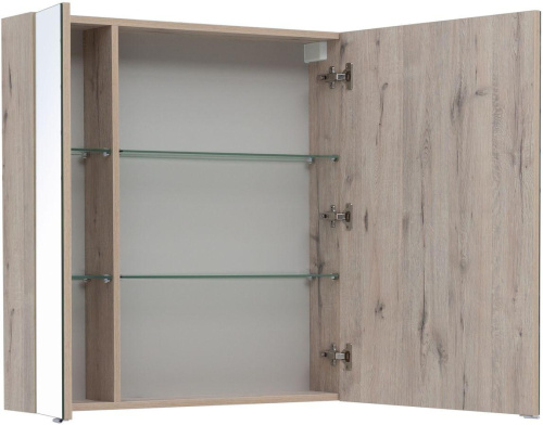 Комплект мебели: тумба с раковиной + зеркало-шкаф Aquanet Алвита New 00274202 81x47x138 подвесной цвет коричневый - фото 3