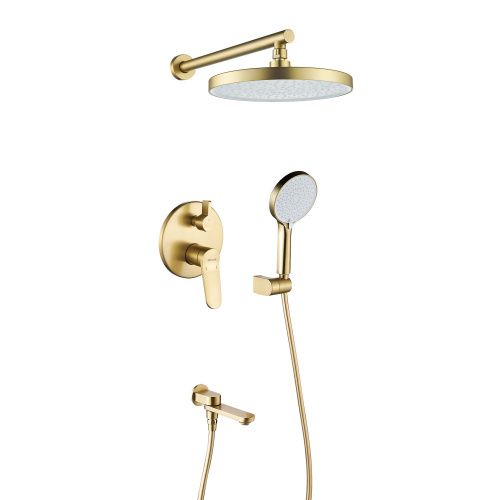 Душевая система Shevanik S4335G встраиваемая в стену цвет золотой сатин - фото 2