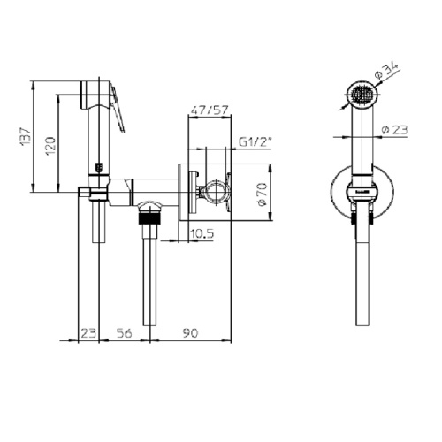 Гигиенический душ Bossini E34003B.073 черный матовый - фото 2