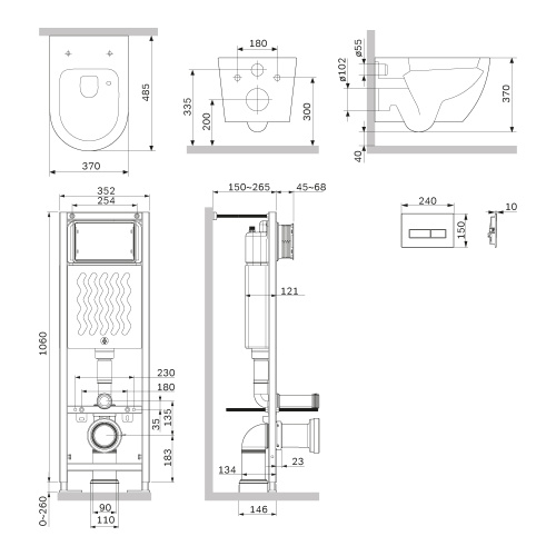 Комплект унитаз с инсталляцией с клавишей смыва Am.Pm Like IS110351.801900 - фото 3