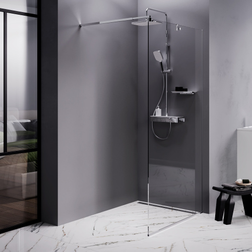 Душевая перегородка Am.Pm Func W84WI-100-F1-MTE 100х200 стекло прозрачное профиль хром глянцевый