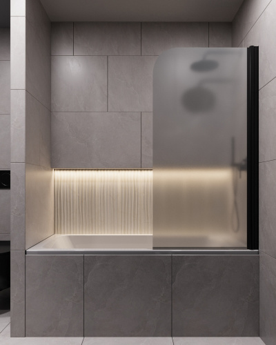 Шторка для ванны Timo T31 80х140 стекло матовое профиль черный ориентация универсальная - фото 5