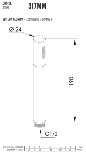 Душевая лейка Remer 317MMDOX округлая - фото 2