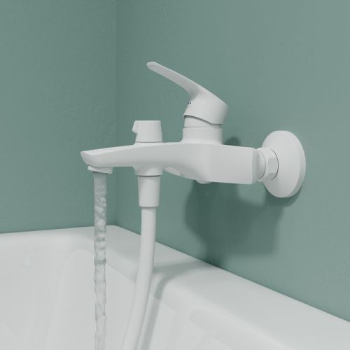 Смеситель для ванны и душа IDDIS Ray RAYWT02i02WA настенный белый матовый - фото 3