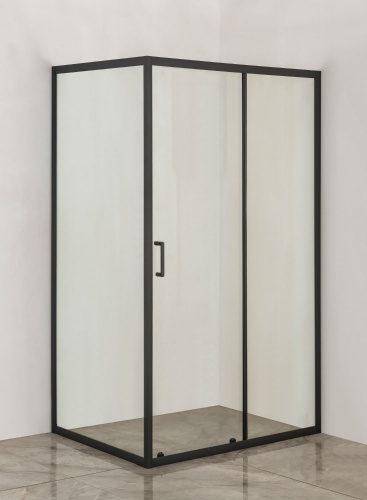 Душевой уголок Orange E23-12090TB 120х89 стекло прозрачное профиль черный без поддона - фото 2