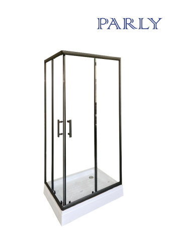 Душевой уголок Parly QZ81B 100х80 стекло прозрачное профиль черный с поддоном - фото 2