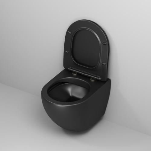 Унитаз подвесной Grossman Color GR-4455BMS черный матовый с сиденьем микролифт безободковый каскадный смыв - фото 4
