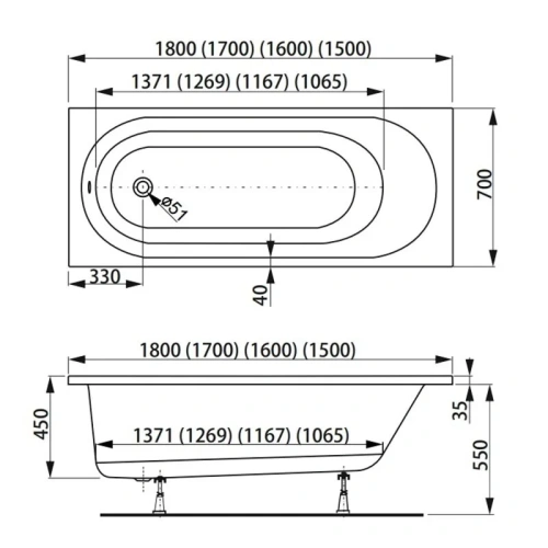 Ванна акриловая Vagnerplast Kasandra VPBA177KAS2X-04 170х70 пристенная прямоугольная без каркаса - фото 2