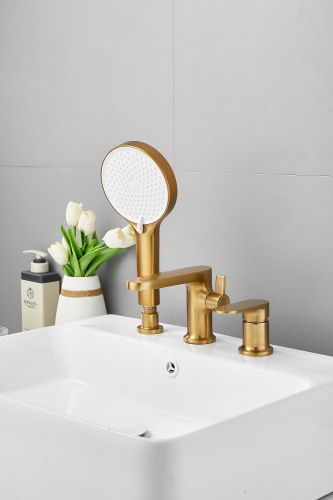 Смеситель BELZ B66713-5 на борт ванны золото - фото 4