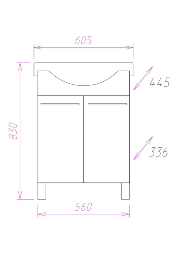 Тумба под раковину Onika Селигер 106006 56х34х68 напольная - фото 3