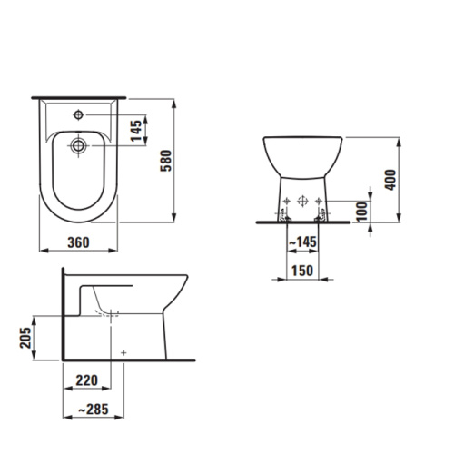 Биде Laufen Pro 8.3295.1.000.304.1 напольное - фото 2