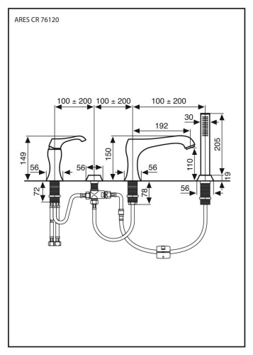 Смеситель Emmevi Ares 76120/CR на борт ванны хром - фото 2