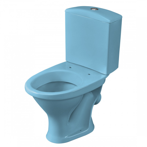 Унитаз-компакт напольный с бачком Santeri Вест 1P2018S0600BF голубой с сиденьем каскадный смыв - фото 3