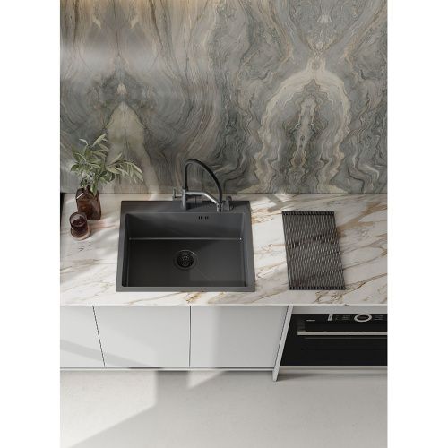 Кухонная мойка Raglo R700 R700.5050.09 50х50 цвет графит поверхность матовая - фото 4
