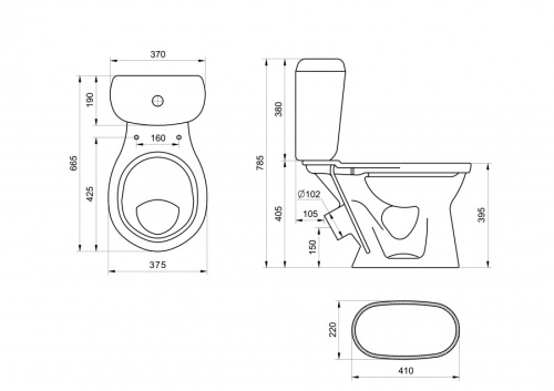 Унитаз-компакт напольный с бачком Santeri Виктория 1P3016S0700BF бежевый с сиденьем каскадный смыв - фото 2