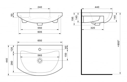 Раковина мебельная керамическая Santek Балтика 65 1.WH20.7.775 65х43 накладная цвет белый - фото 4
