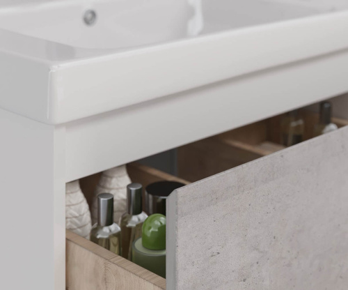 Тумба под раковину LeMark Combi LM03C125T-Beton 120х45х68 напольная/подвесная цвет бетон/белый - фото 4