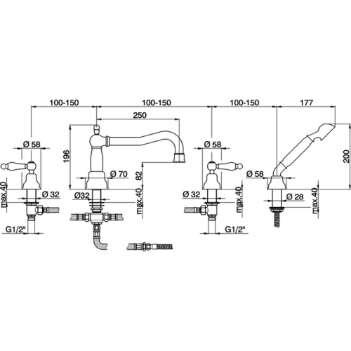 Смеситель Cisal Arcana Toscana TS00026427 на борт ванны бронза - фото 2