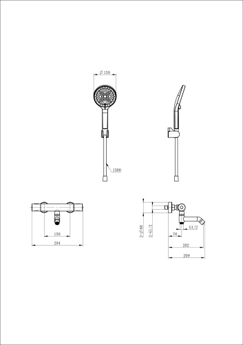 Смеситель для ванны Wonzon & Woghand Inn WW-B3013-A1-BG настенный золото с термостатом - фото 2