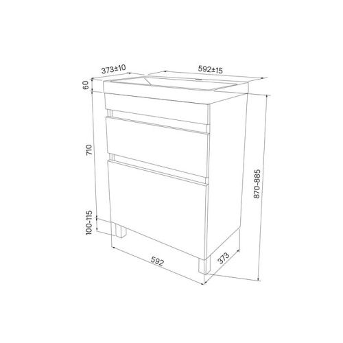 Тумба с раковиной IDDIS Zodiac ZOD6CBFi95K 59х37х87 напольная цвет белый - фото 4