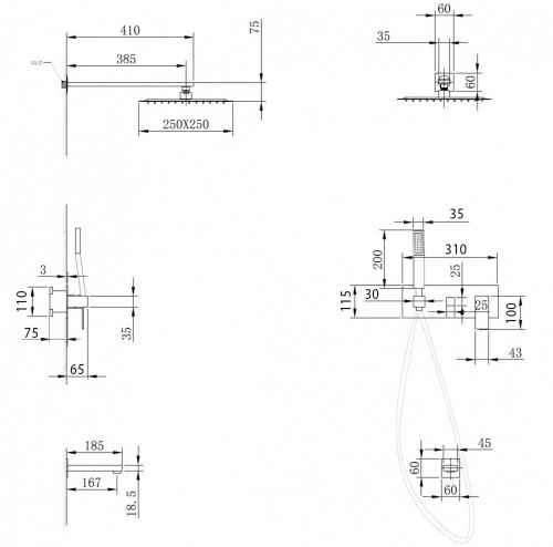 Душевая система ABBER AF8217SP встраиваемая в стену - фото 4